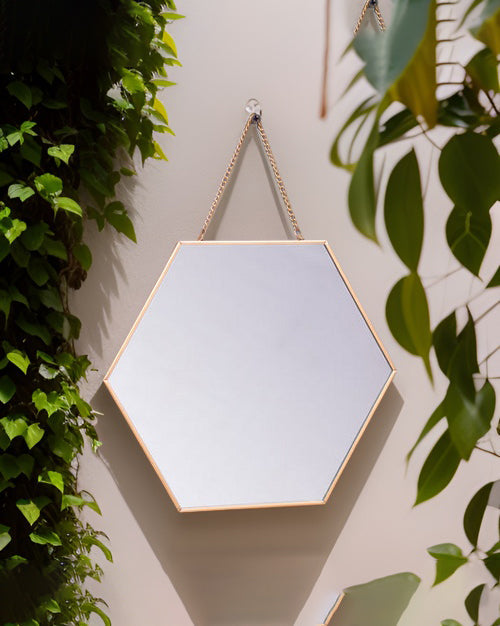 Hanging Hexagonal Mirror - Small