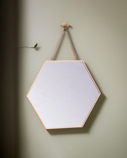 Hanging Hexagonal Mirror - Small