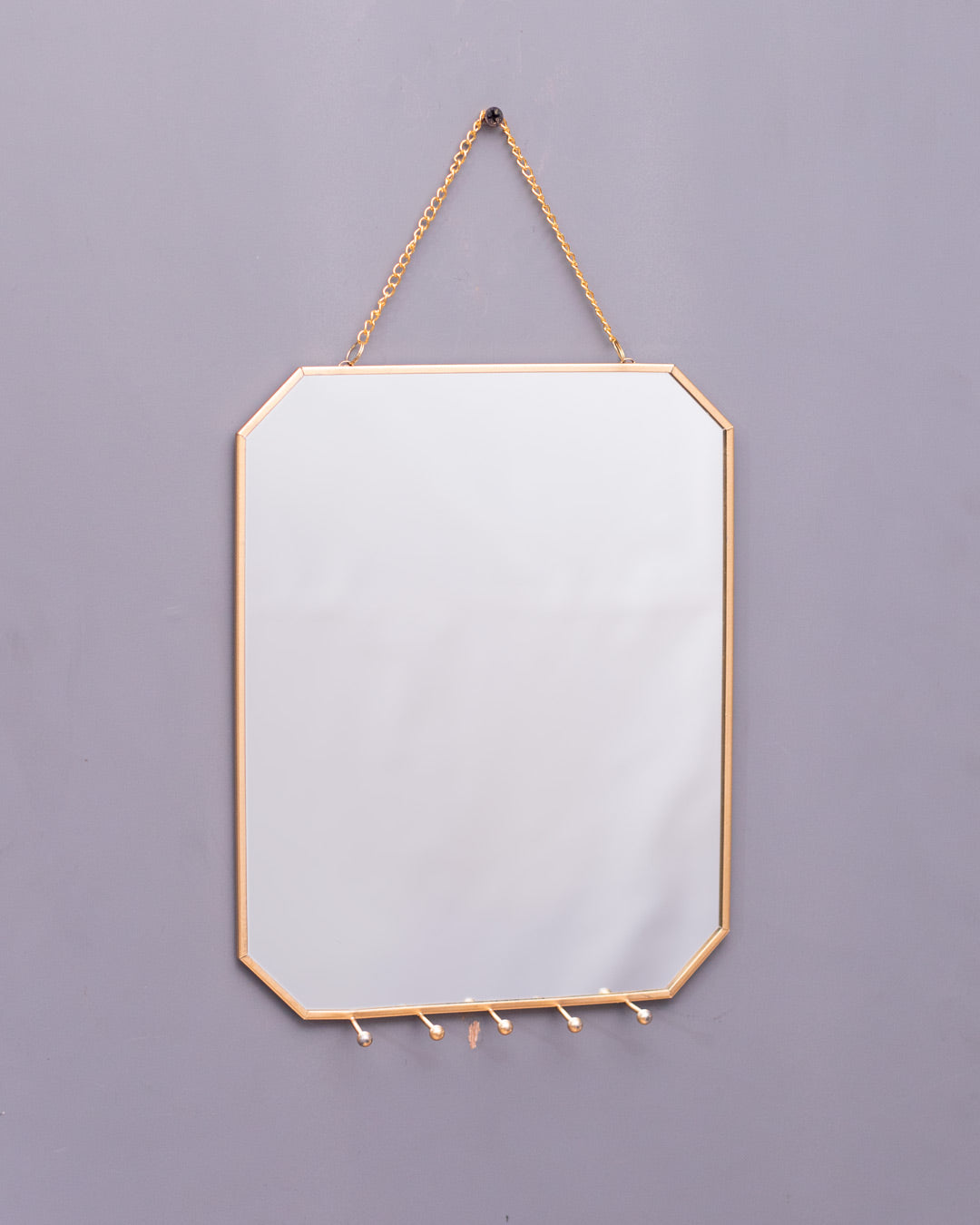 Golden Hanging Hexagonal Mirror Large
