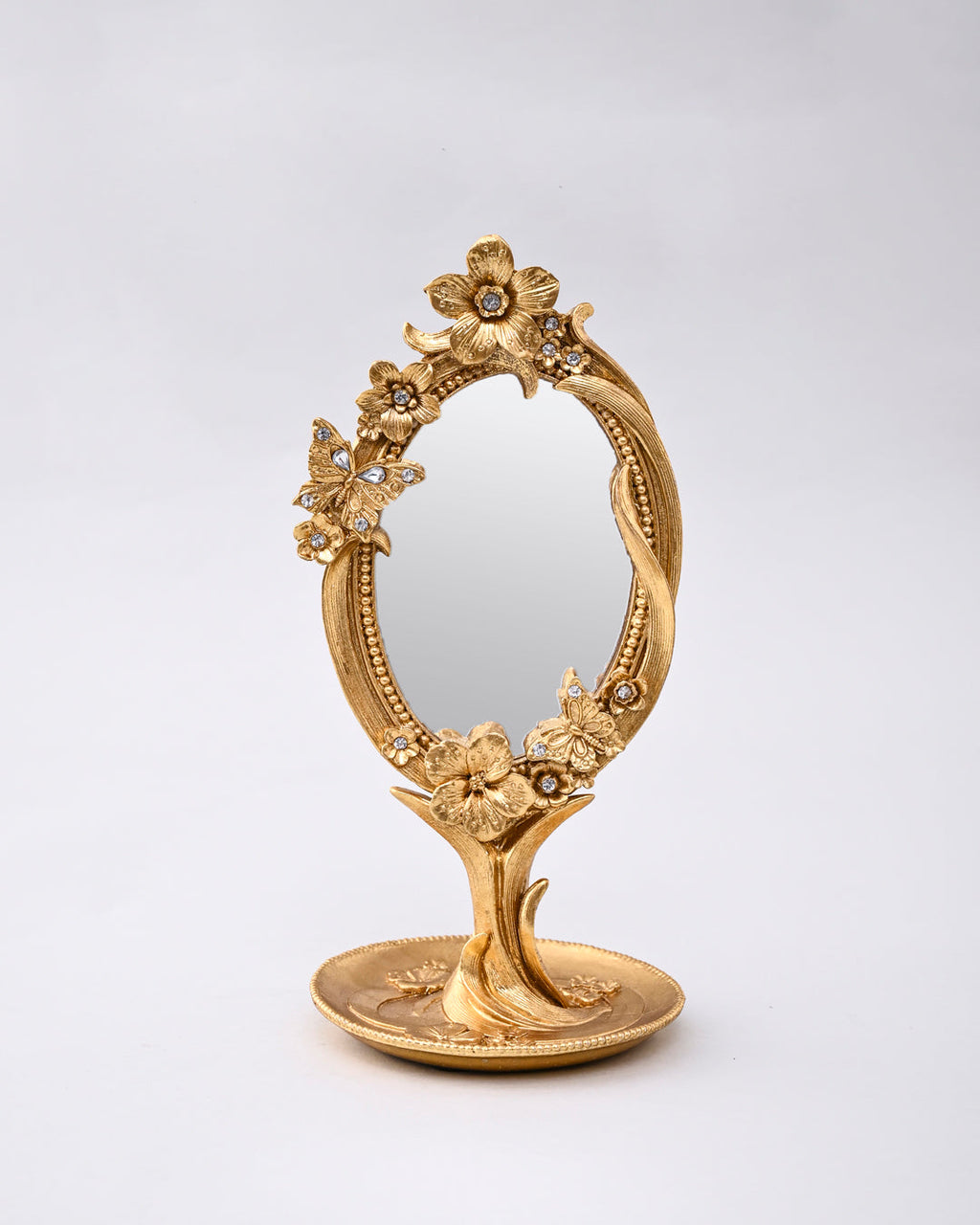 Golden Bloom Butterfly Table Mirror