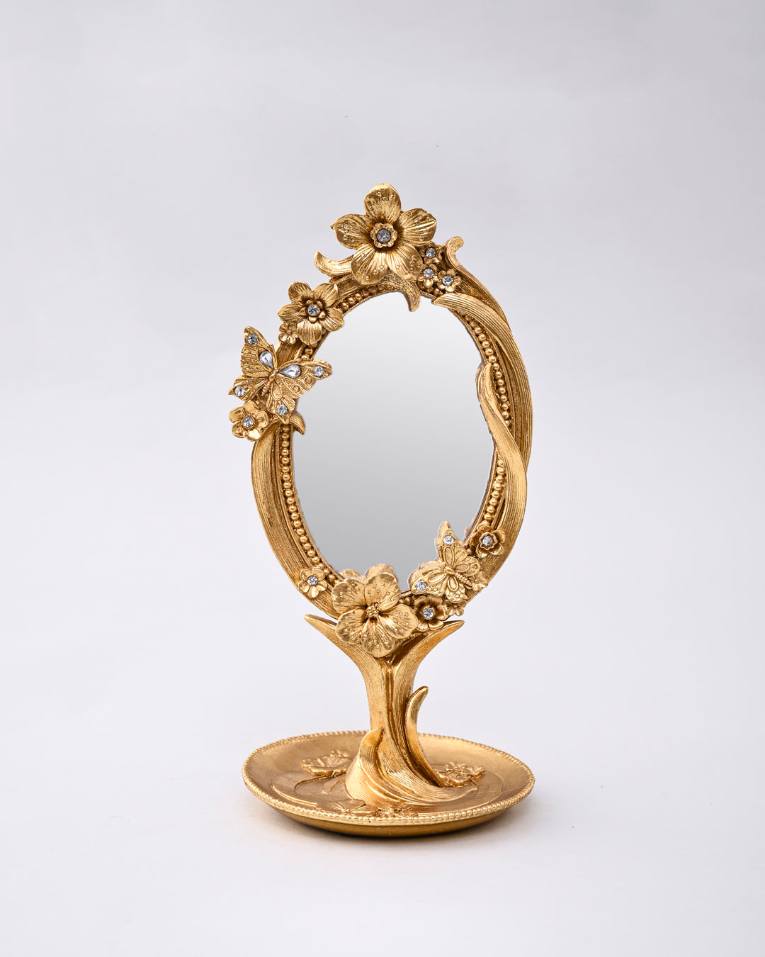 Golden Bloom Butterfly Table Mirror