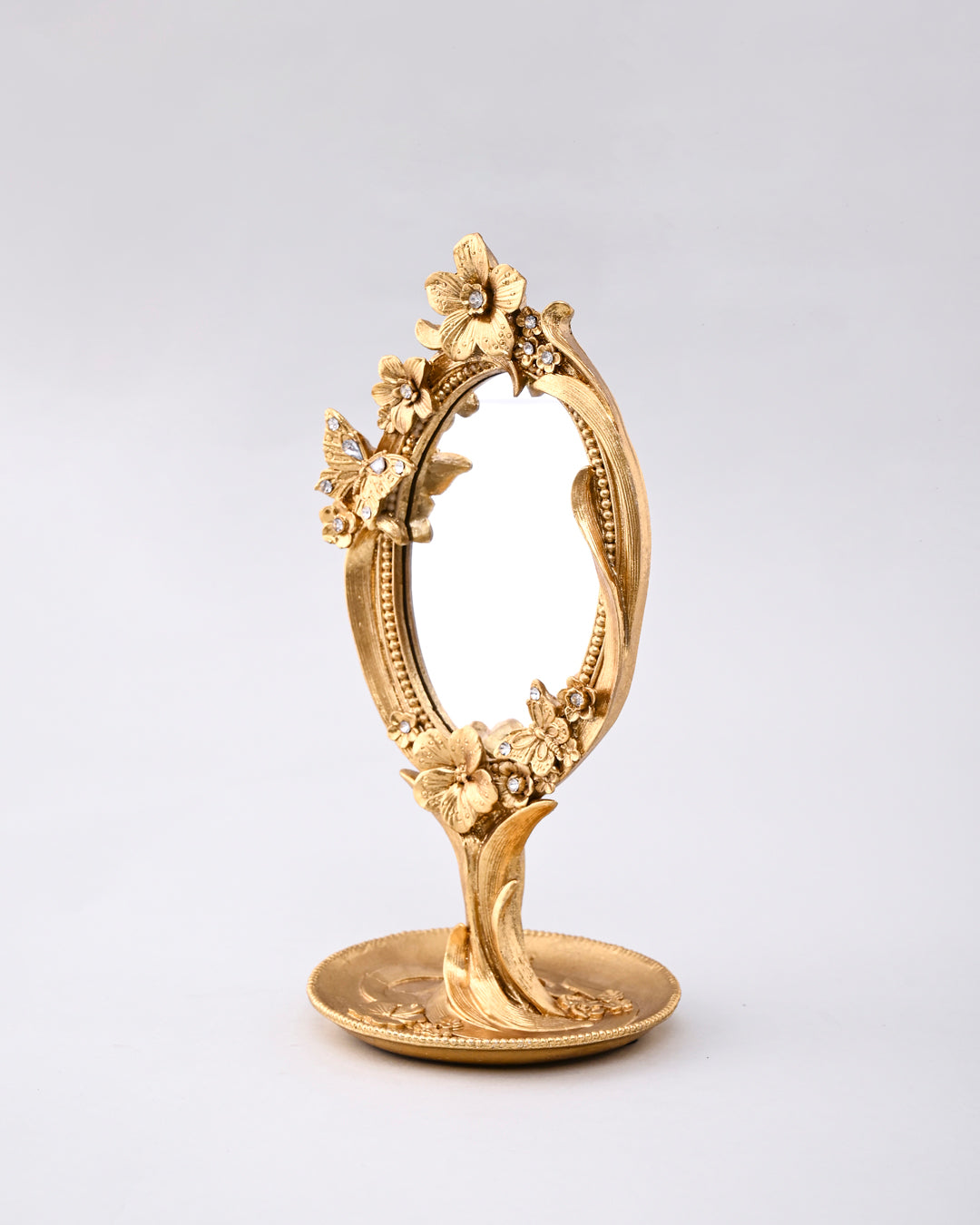 Golden Bloom Butterfly Table Mirror