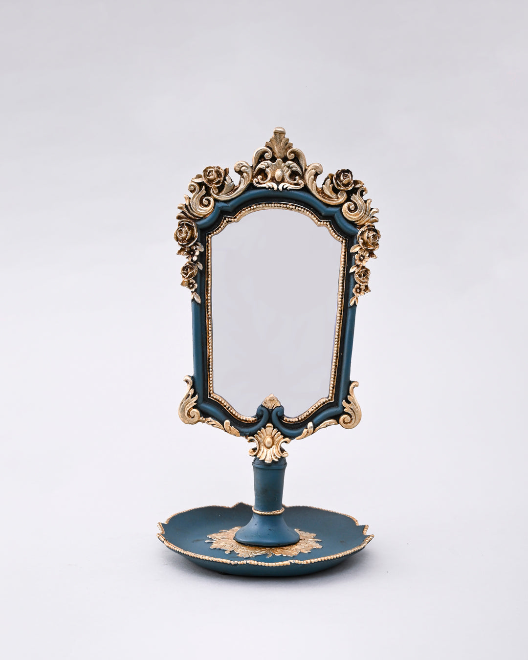 Regal Bloom Vintage Table Mirror