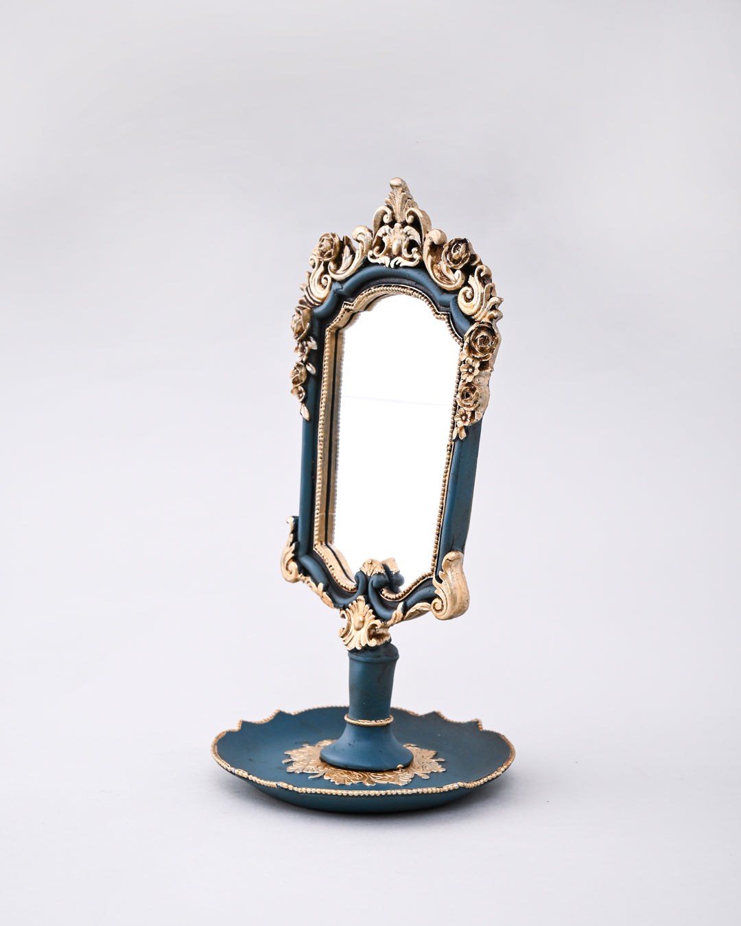 Regal Bloom Vintage Table Mirror