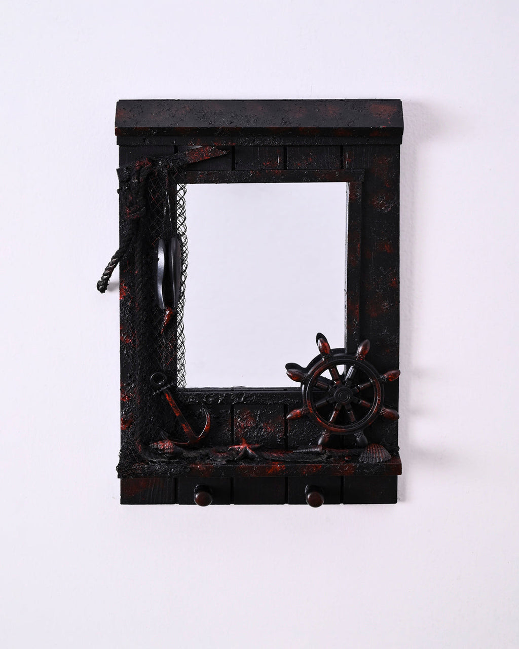 Nautical Charm Mirror Key Holder