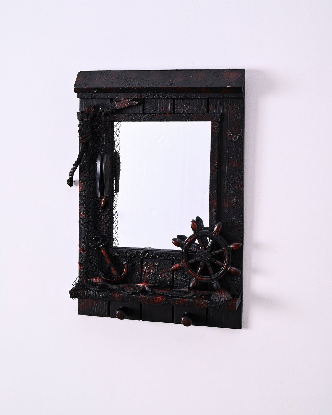 Nautical Charm Mirror Key Holder